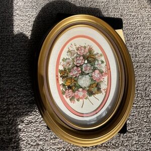 Vintage Real Gemstone Floral picture 1987 gemstone original by Betty Butler